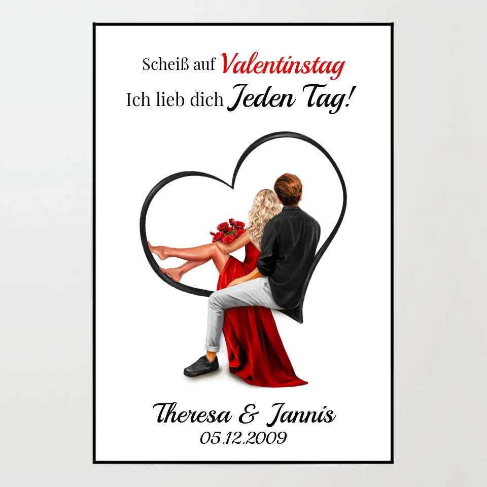 Poster - Liebespaar mit Herzmotiv - personalisierbar