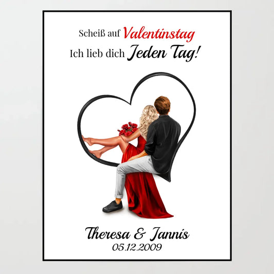 Poster - Liebespaar mit Herzmotiv - personalisierbar