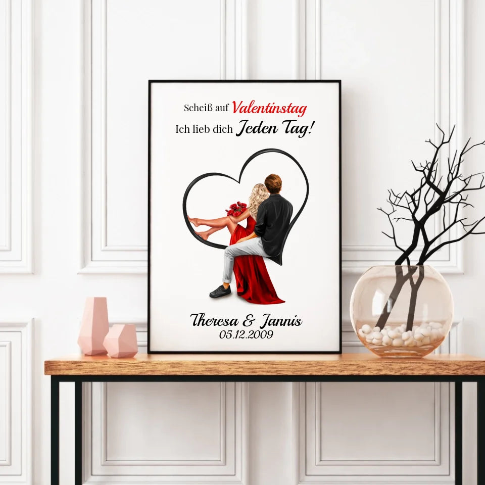Poster - Liebespaar mit Herzmotiv - personalisierbar
