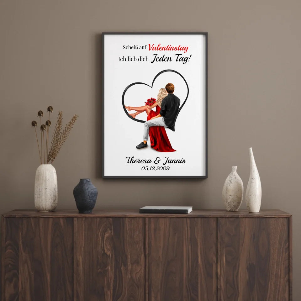 Poster - Liebespaar mit Herzmotiv - personalisierbar