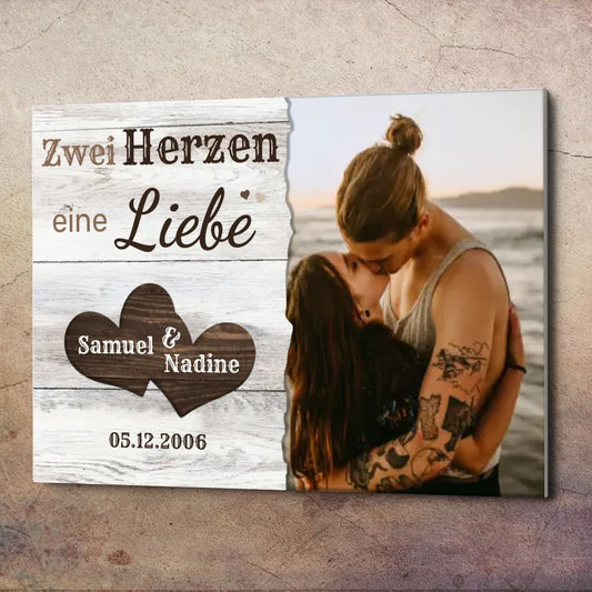 Wandbild - Zwei Herzen, eine Liebe - personalisierbar