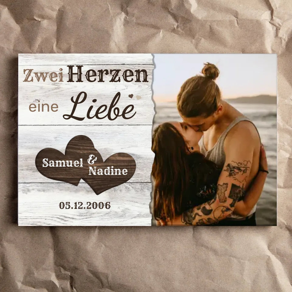 Wandbild - Zwei Herzen, eine Liebe - personalisierbar