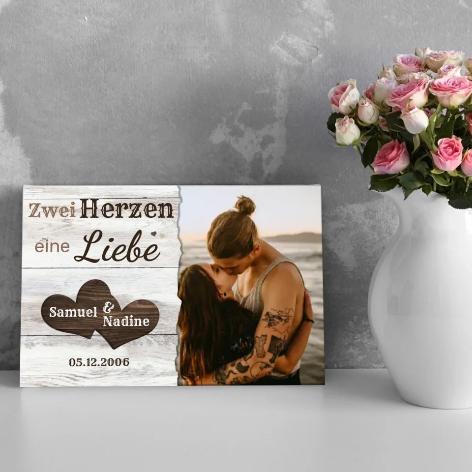 Wandbild - Zwei Herzen, eine Liebe - personalisierbar