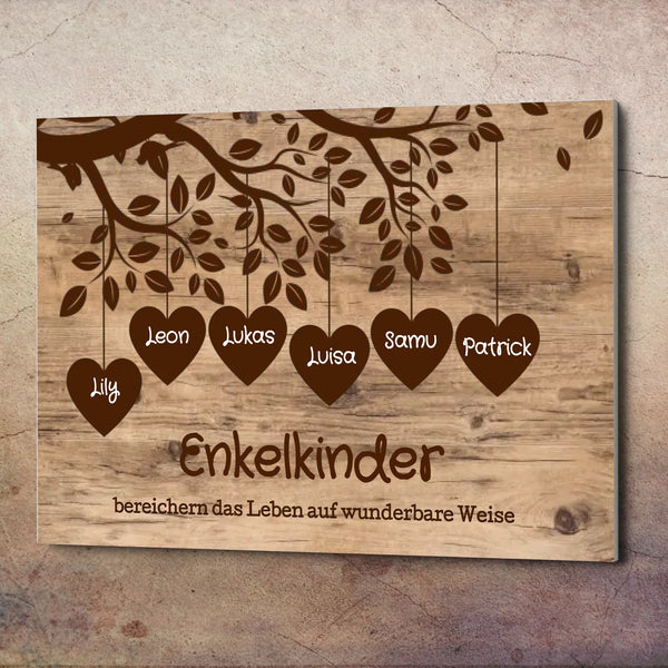 Wandbild - Enkelkinder mit Herz - personalisierbar