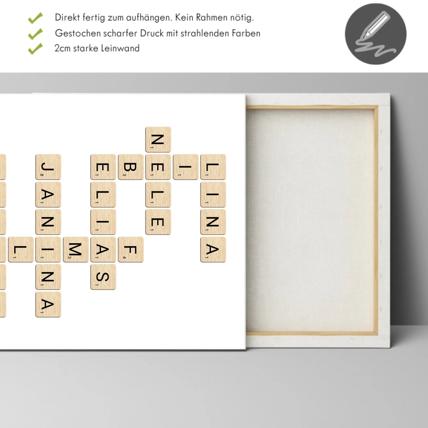 Wandbild - Unsere Familie das Kreuzworträtsel im Scrabble-Design - personalisierbar
