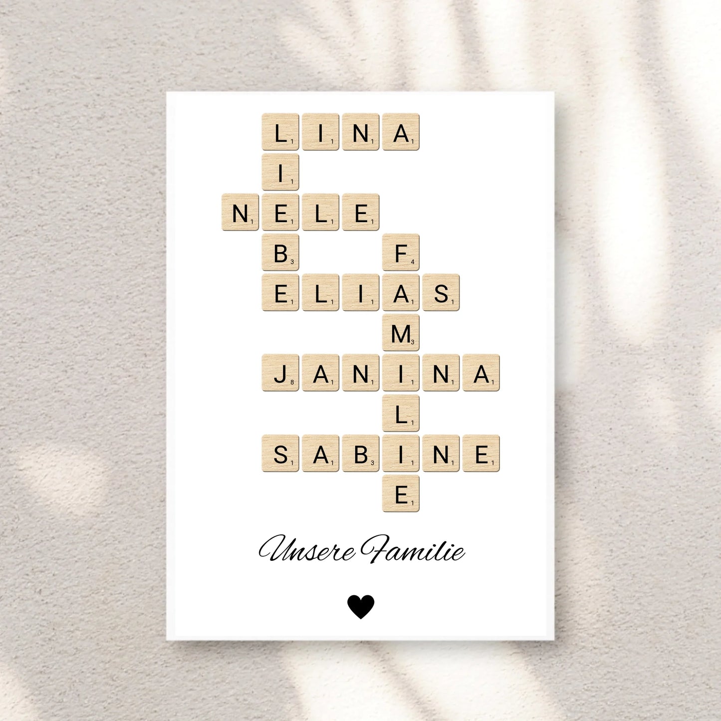 Wandbild - Unsere Familie das Kreuzworträtsel im Scrabble-Design - personalisierbar