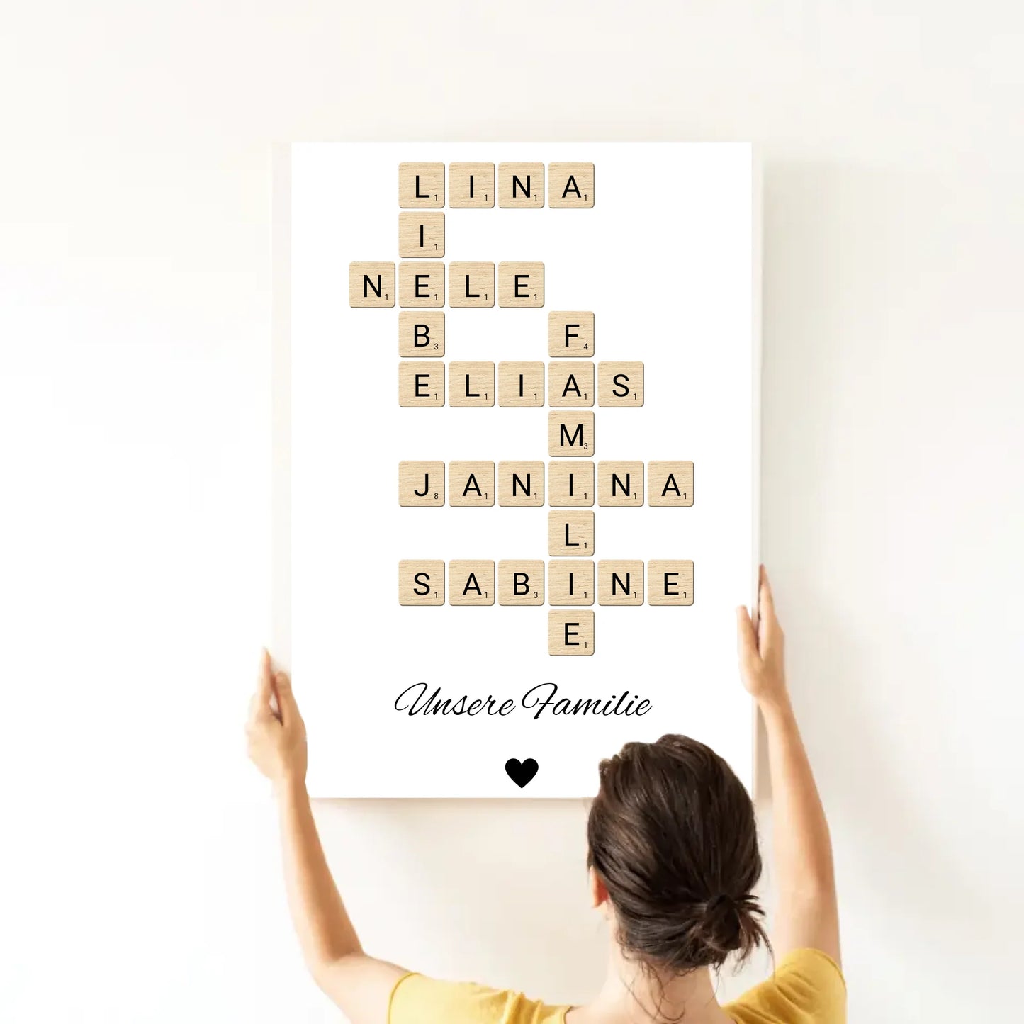 Wandbild - Unsere Familie das Kreuzworträtsel im Scrabble-Design - personalisierbar
