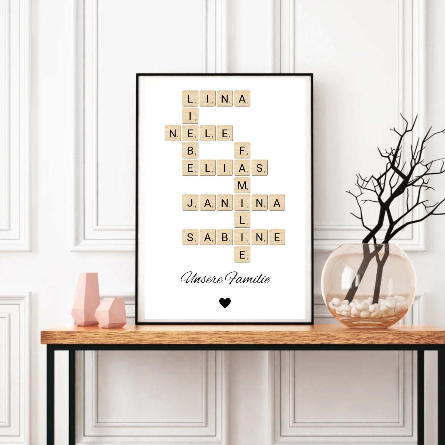 Wandbild - Unsere Familie das Kreuzworträtsel im Scrabble-Design - personalisierbar