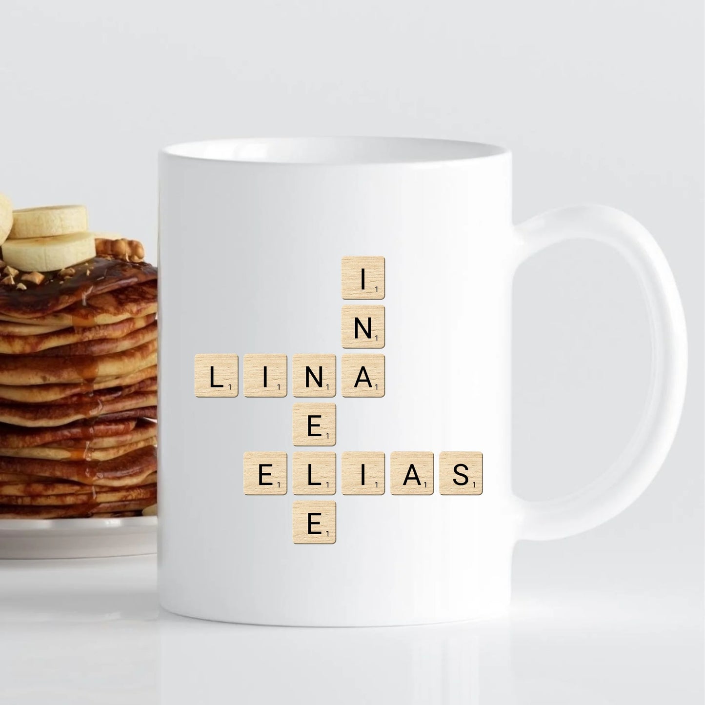 Tasse - Unsere Familie das Kreuzworträtsel im Scrabble-Design - personalisierbar