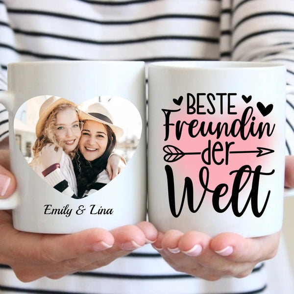 Tasse - Beste Freundin mit Foto-Upload - personalisierbar
