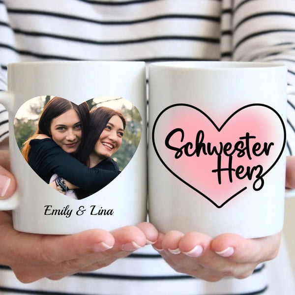 Tasse - Schwester mit Foto-Upload - personalisierbar