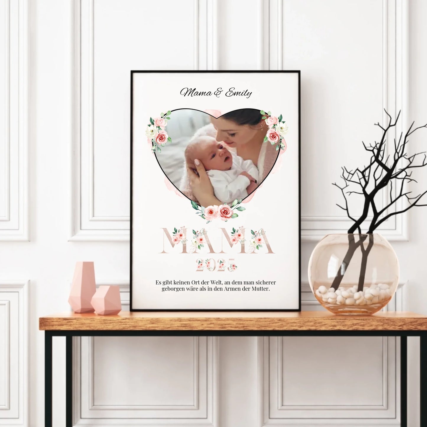 Poster - Mama mit Foto-Upload (gold) - personalisierbar