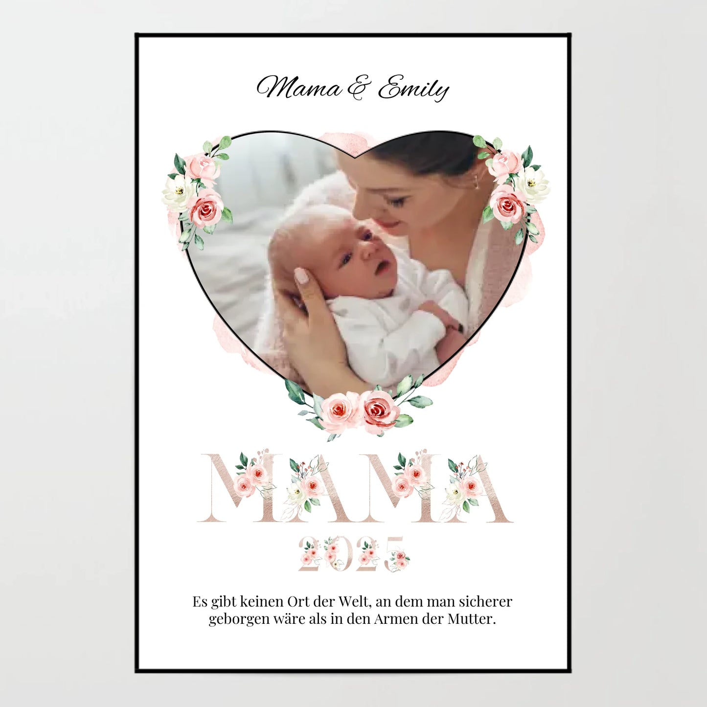 Poster - Mama mit Foto-Upload (gold) - personalisierbar