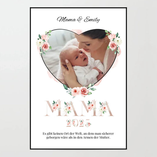 Poster - Mama mit Foto-Upload (gold) - personalisierbar