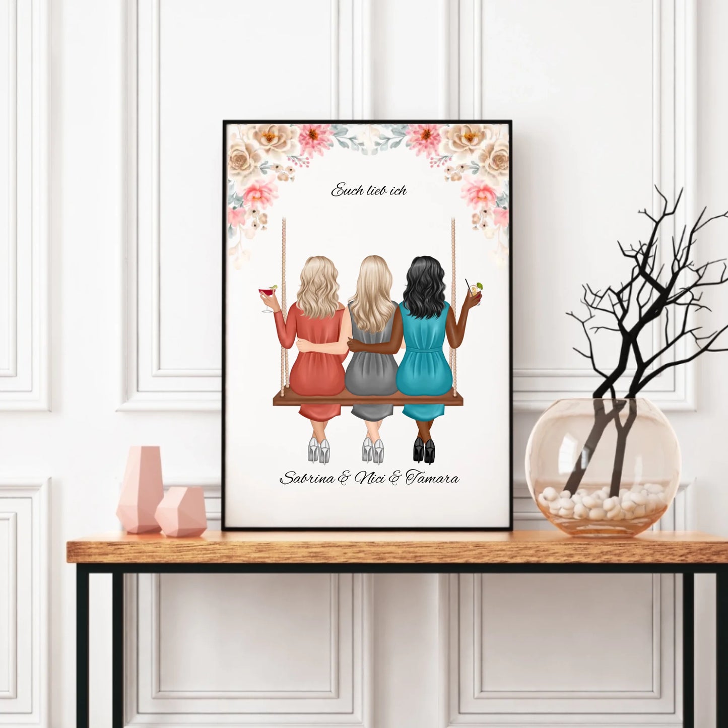 Poster - Beste Freundinnen auf der Schaukel - personalisierbar