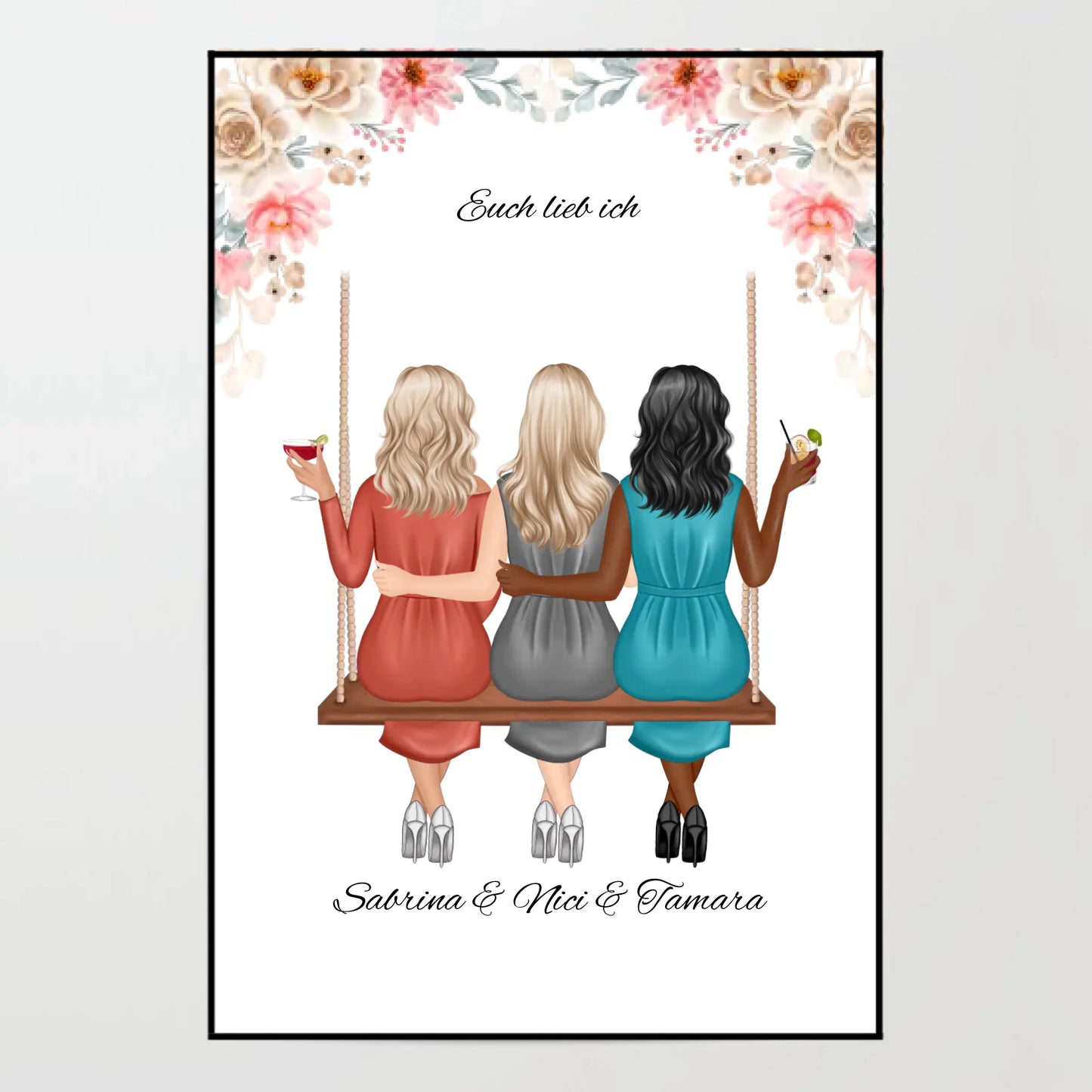 Poster - Beste Freundinnen auf der Schaukel - personalisierbar