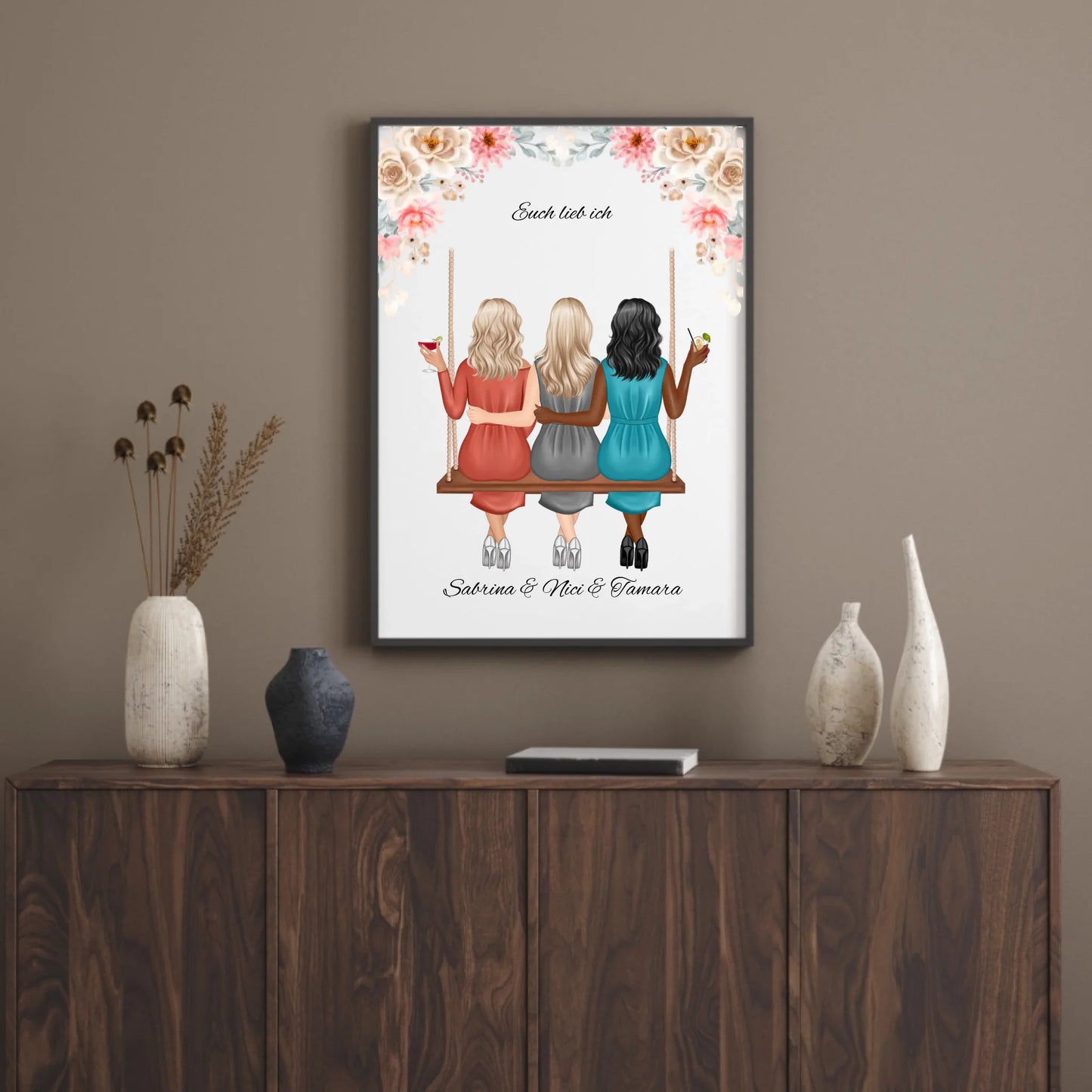 Poster - Beste Freundinnen auf der Schaukel - personalisierbar