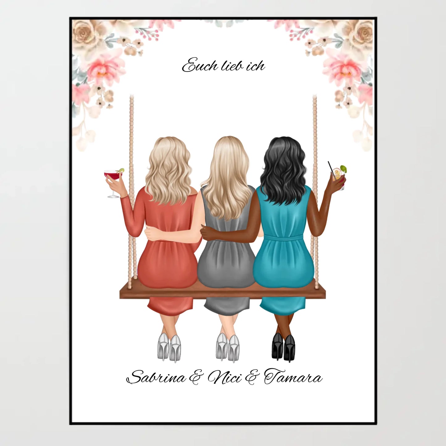 Poster - Beste Freundinnen auf der Schaukel - personalisierbar