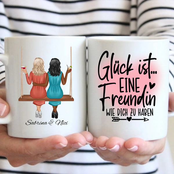 Tasse - Beste Freundinnen auf der Schaukel - personalisierbar