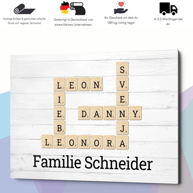 Kunstdruck - Kreuzworträtsel mit Namen - personalisierbar