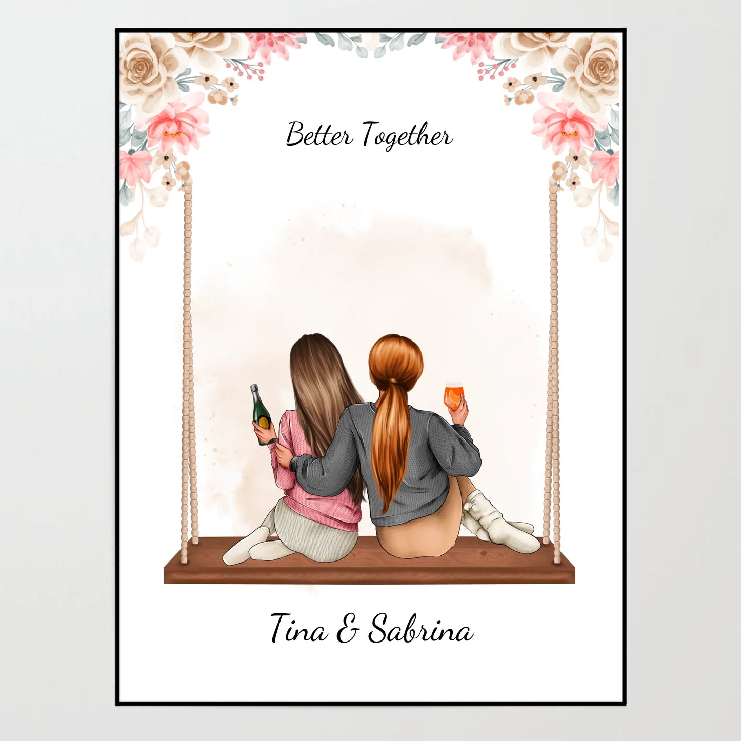 Poster - Besties auf der Schaukel - personalisierbar