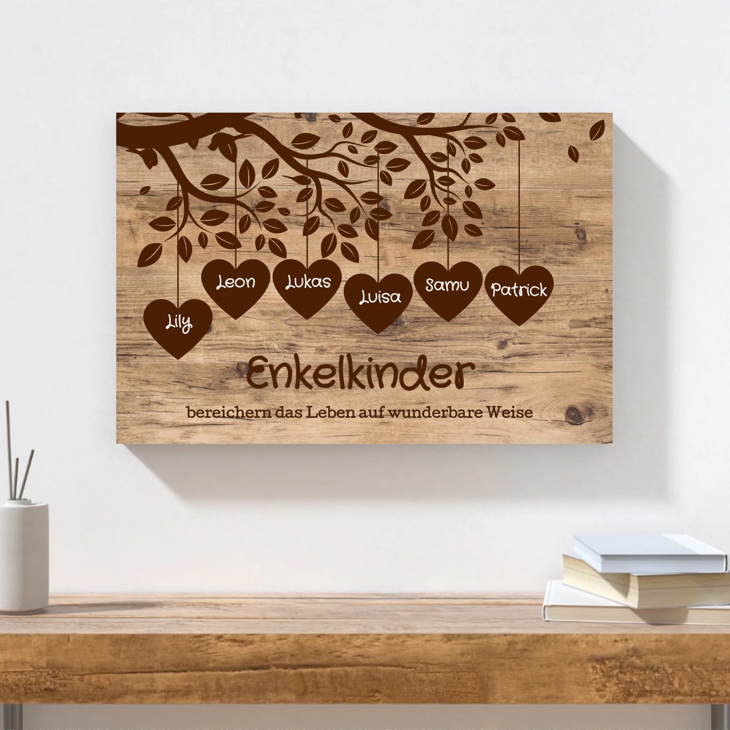 Wandbild - Enkelkinder mit Herz - personalisierbar