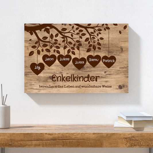 Wandbild - Enkelkinder mit Herz - personalisierbar