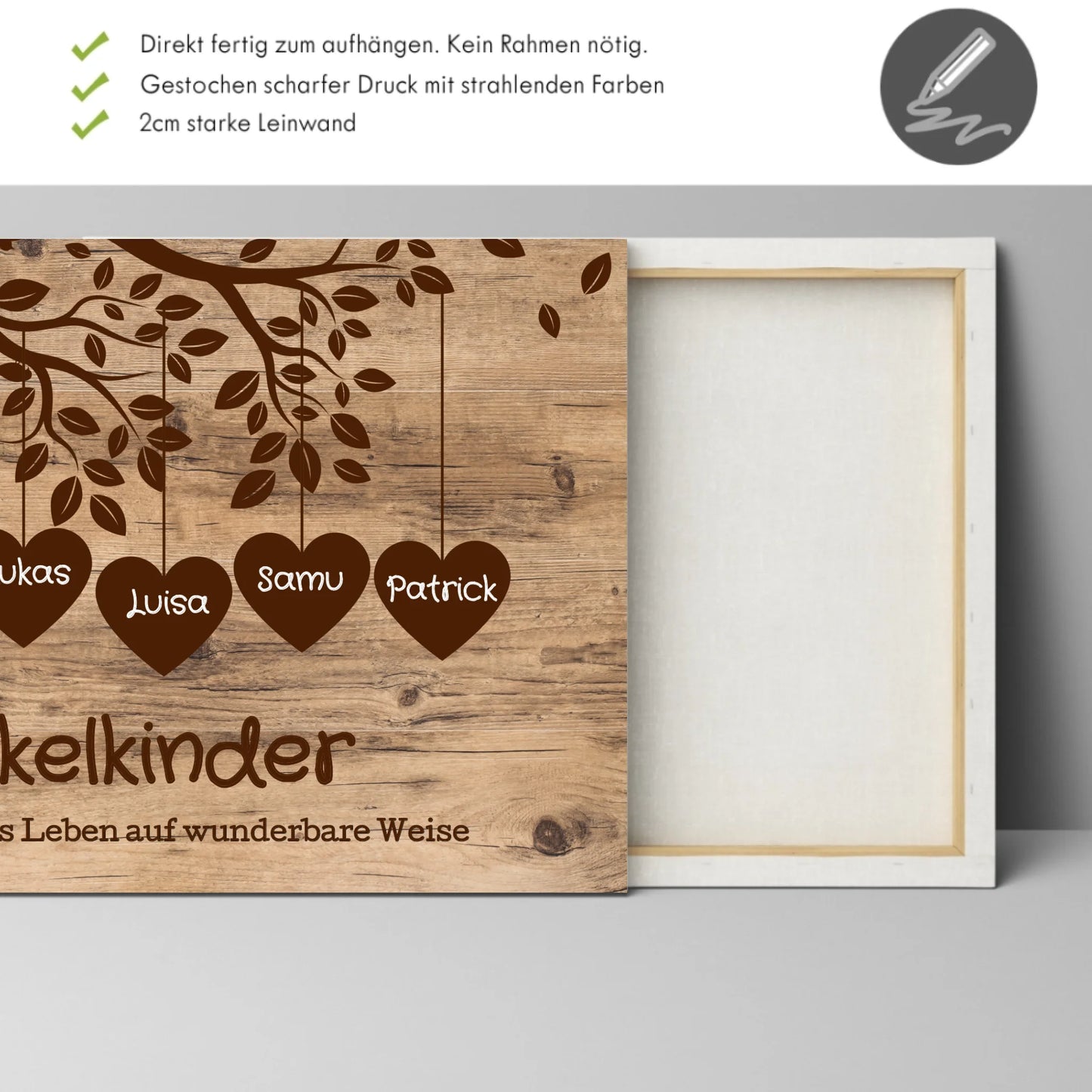 Wandbild - Enkelkinder mit Herz - personalisierbar