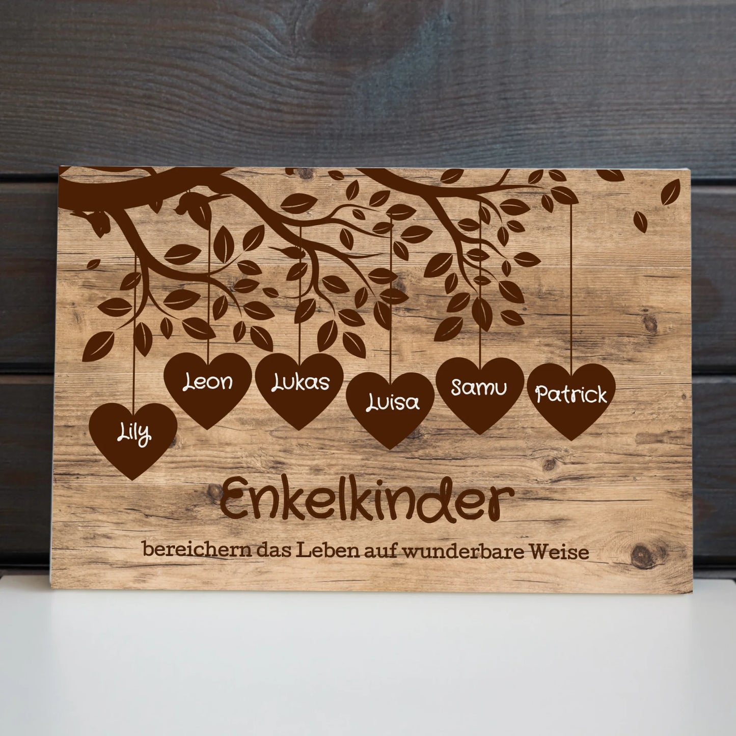 Wandbild - Enkelkinder mit Herz - personalisierbar