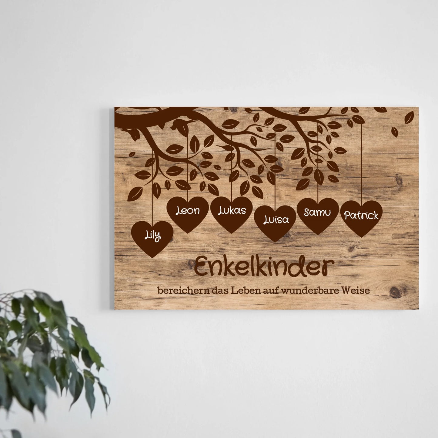 Wandbild - Enkelkinder mit Herz - personalisierbar
