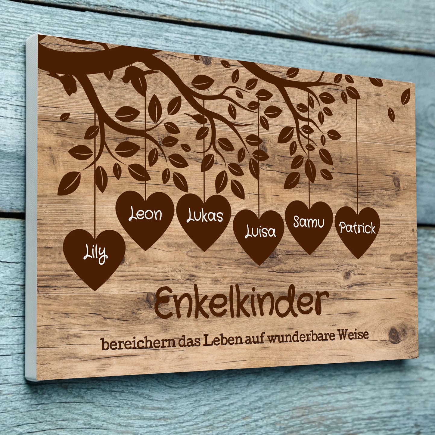 Wandbild - Enkelkinder mit Herz - personalisierbar