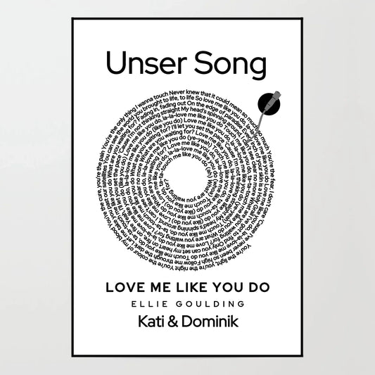 Poster - Unser Song in Schallplatten-Optik -  personalisierbar