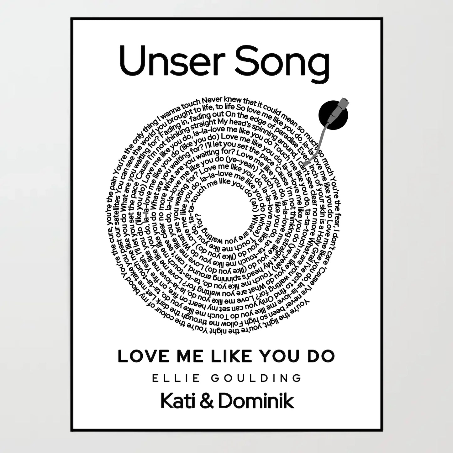 Poster - Unser Song in Schallplatten-Optik -  personalisierbar