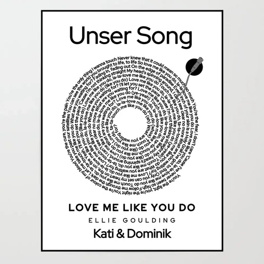 Poster - Unser Song in Schallplatten-Optik -  personalisierbar
