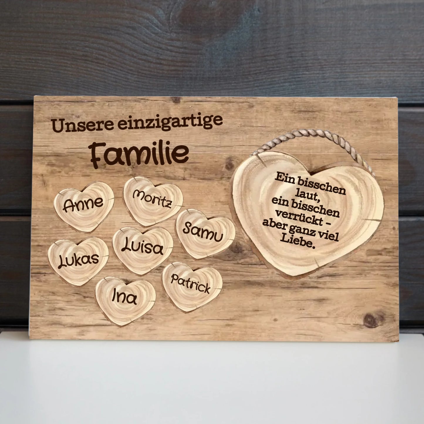 Wandbild - Familie mit Herzen - personalisierbar
