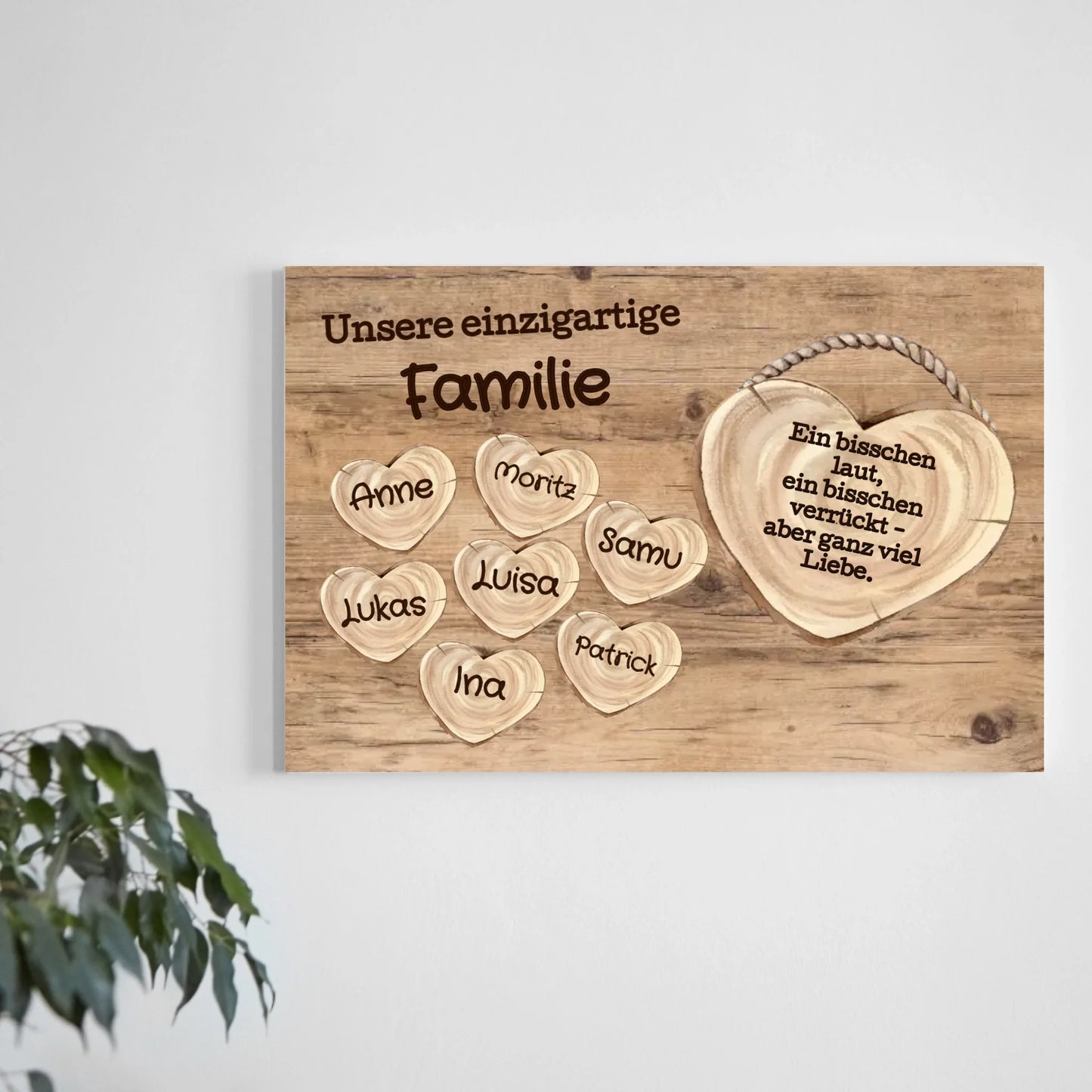 Wandbild - Familie mit Herzen - personalisierbar