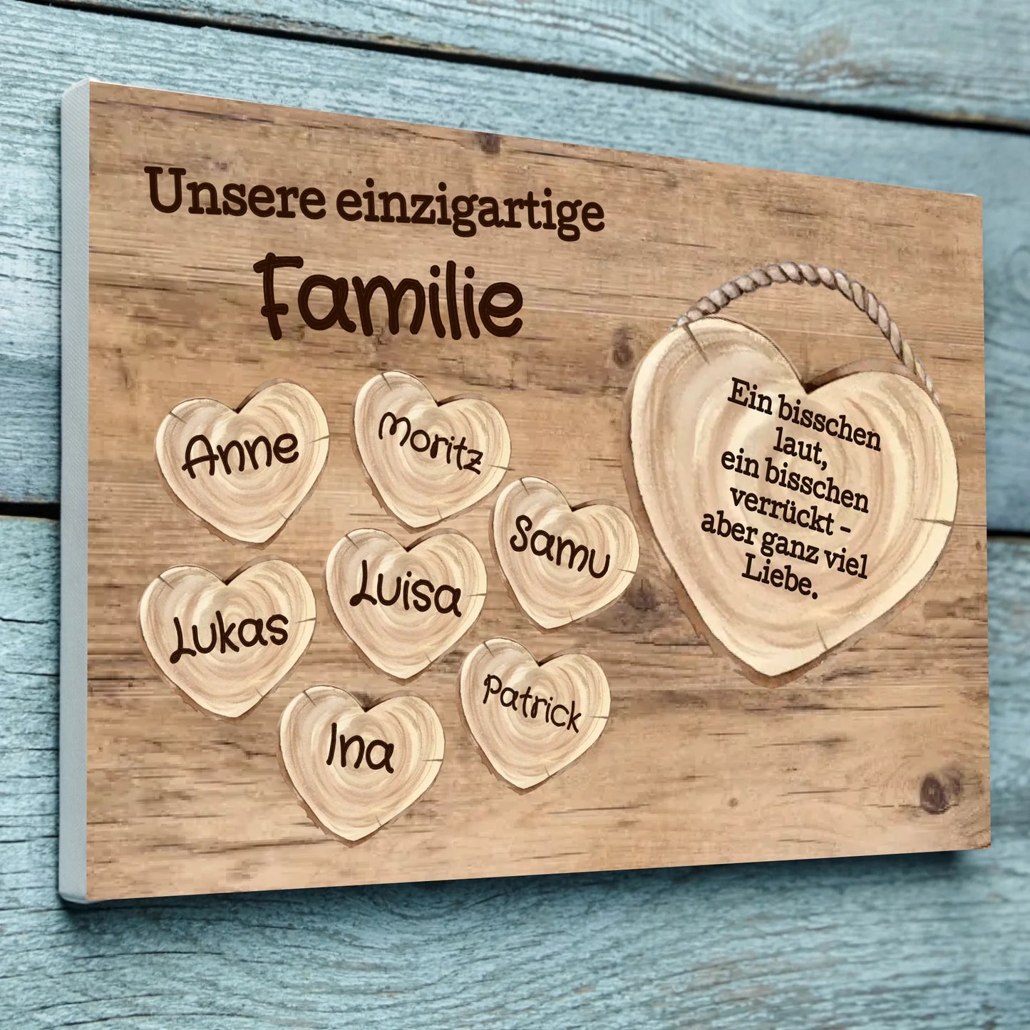 Wandbild - Familie mit Herzen - personalisierbar