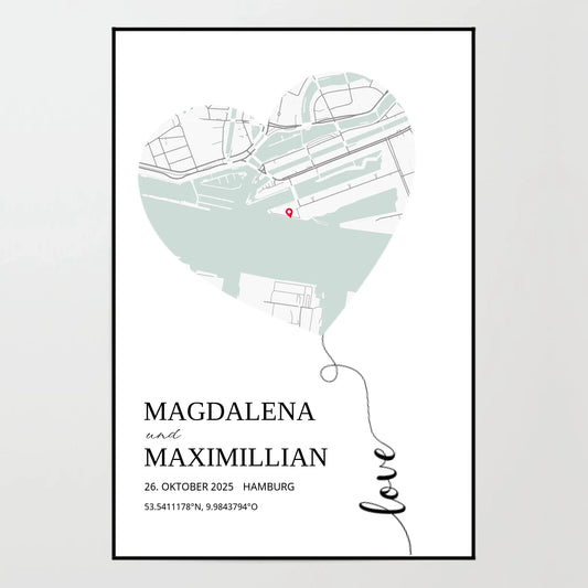 Poster - Wo alles begann - Luftballon - personalisierbar