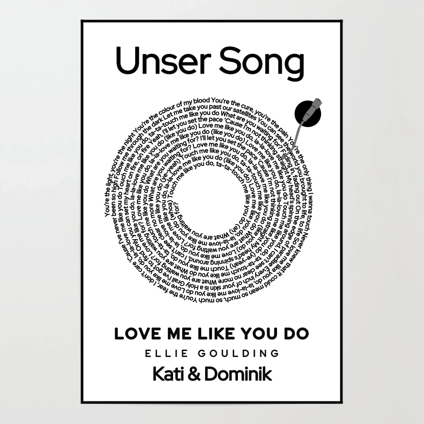 Poster - Unser Song in Schallplatten-Optik -  personalisierbar
