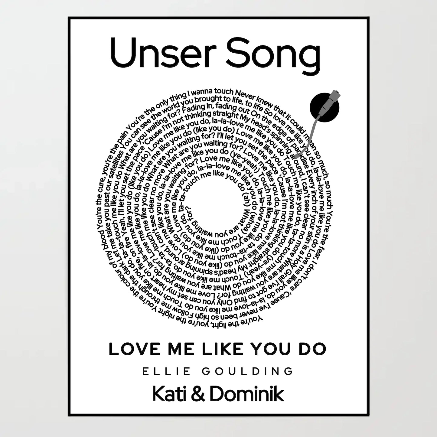 Poster - Unser Song in Schallplatten-Optik -  personalisierbar