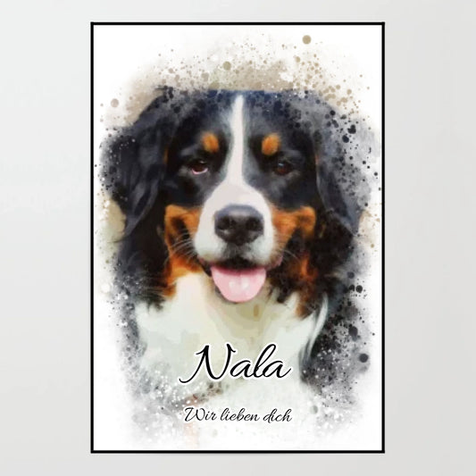 Kunstdruck - Haustier im Aquarell-Stil - personalisierbar