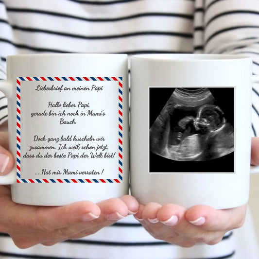 Tasse - Liebesbrief für Papa mit Ultraschallbild - personalisierbar