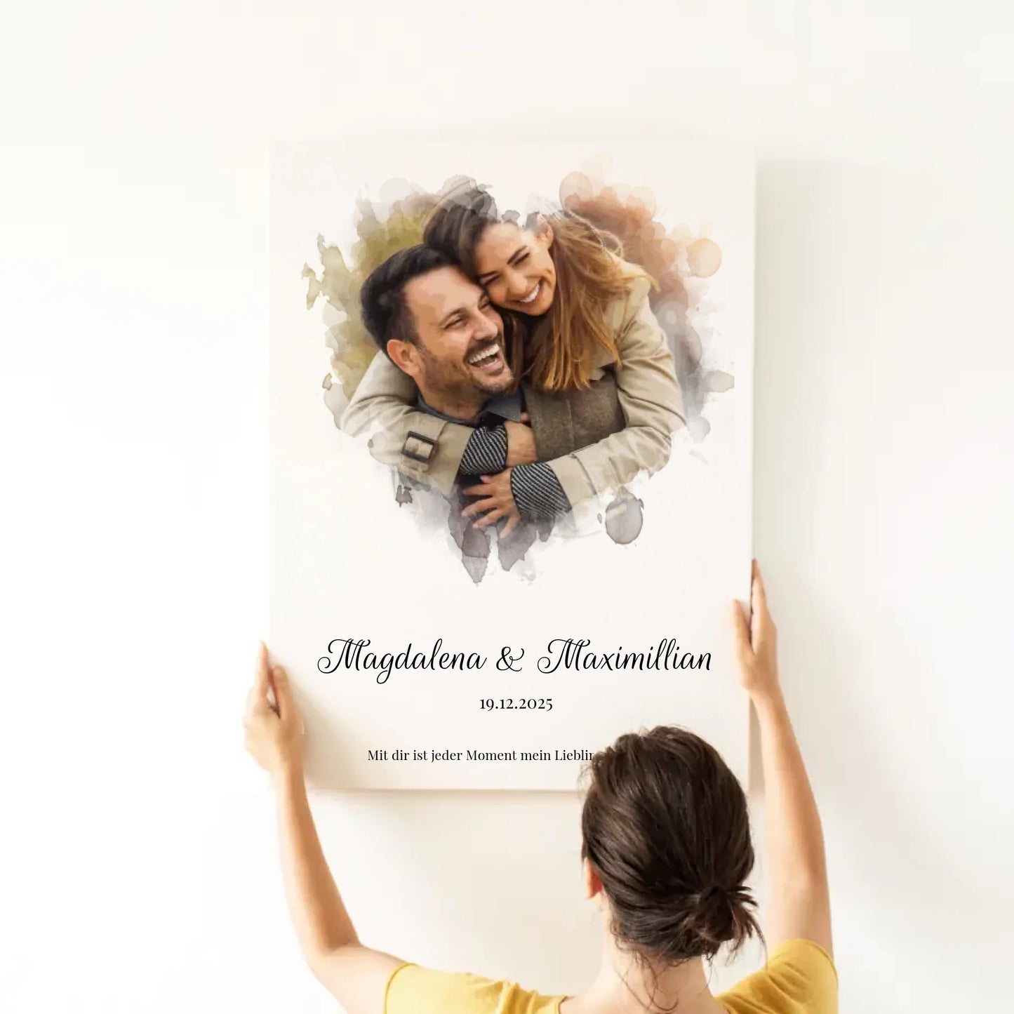 Wandbild - Together mit Foto-Upload im Aquarell-Stil - personalisierbar