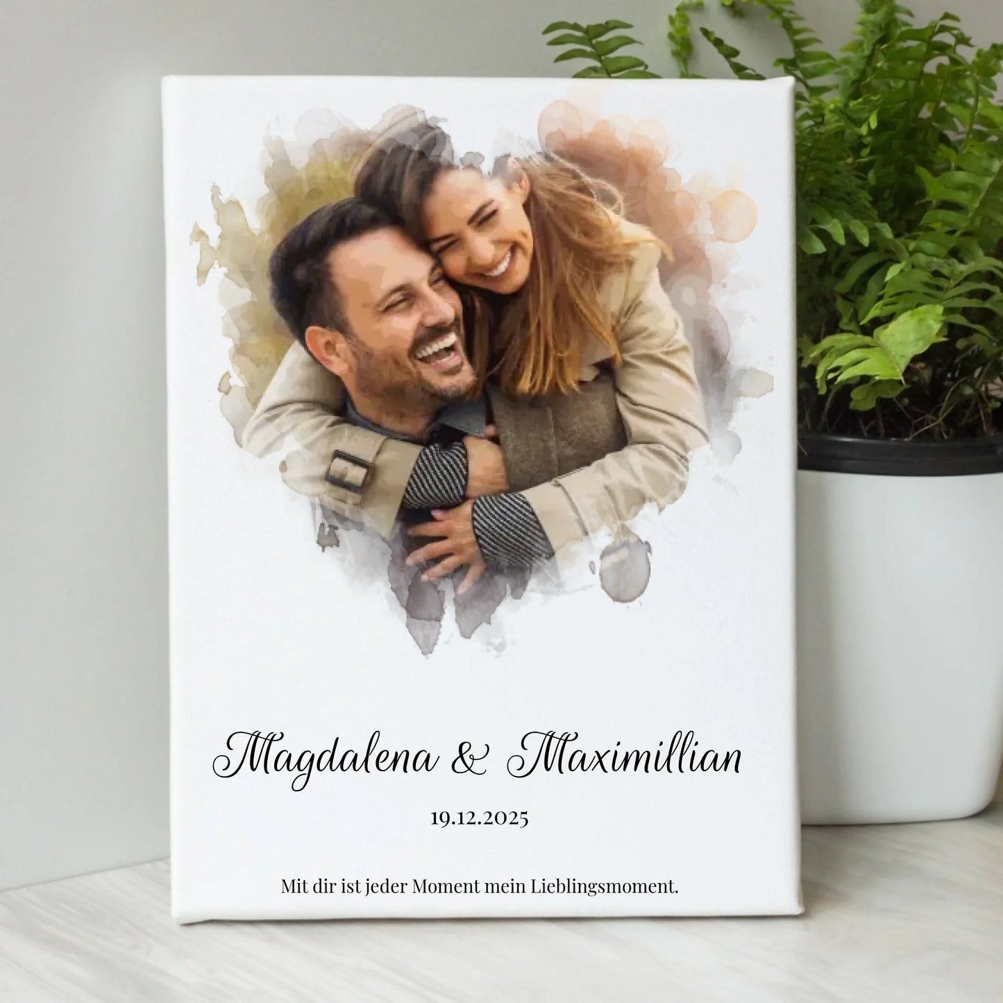 Wandbild - Together mit Foto-Upload im Aquarell-Stil - personalisierbar