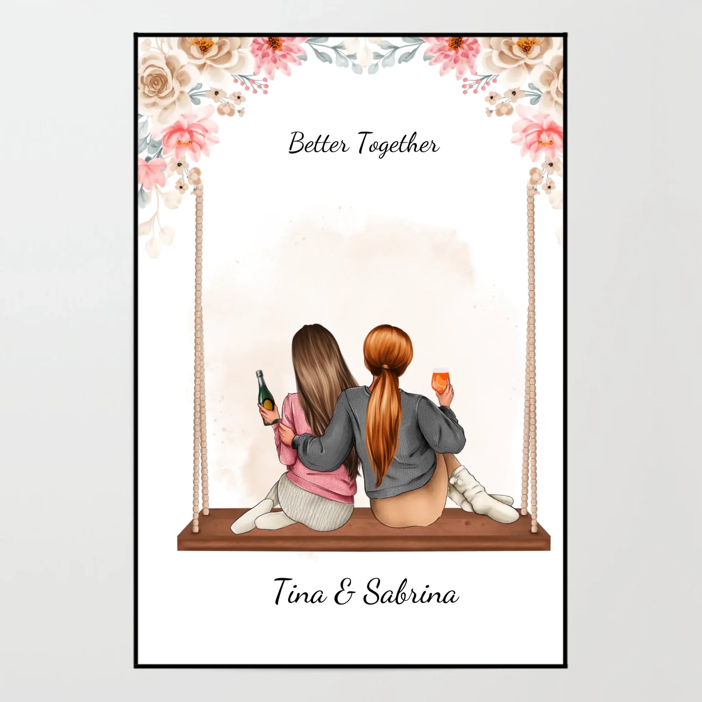 Poster - Besties auf der Schaukel - personalisierbar