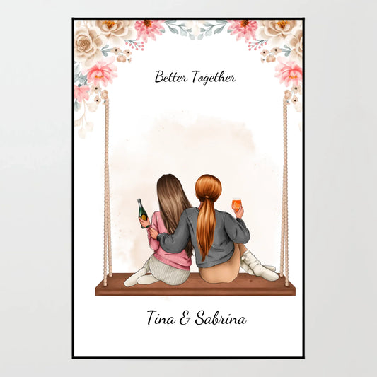 Poster - Besties auf der Schaukel - personalisierbar