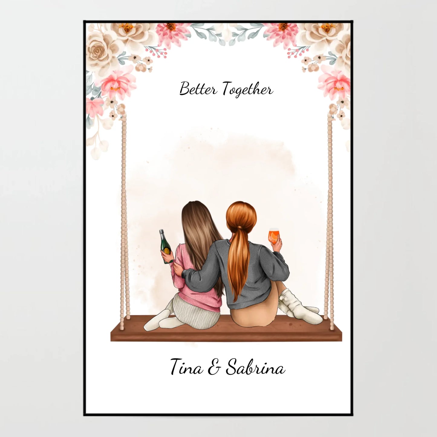 Poster - Besties auf der Schaukel - personalisierbar