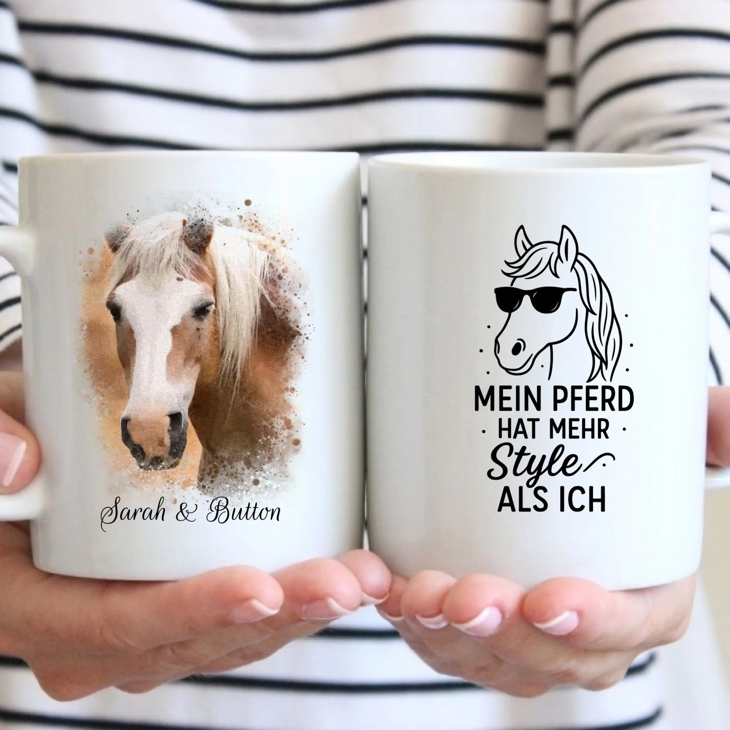 Tasse - Dein Pferd mit Foto-Upload im Aquarell-Stil - personalisierbar