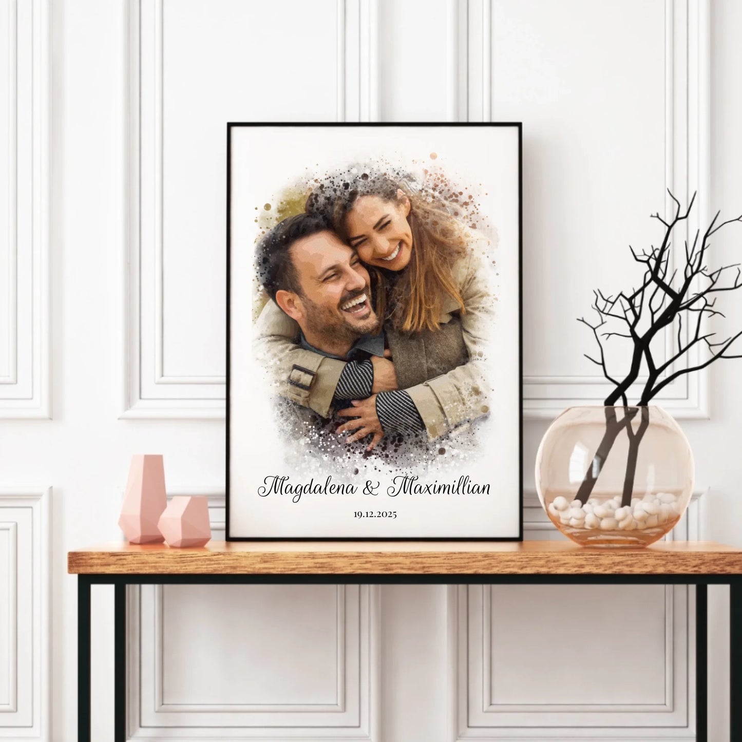 Wandbild - Together Vol. 2 mit Foto-Upload im Aquarell-Stil - personalisierbar
