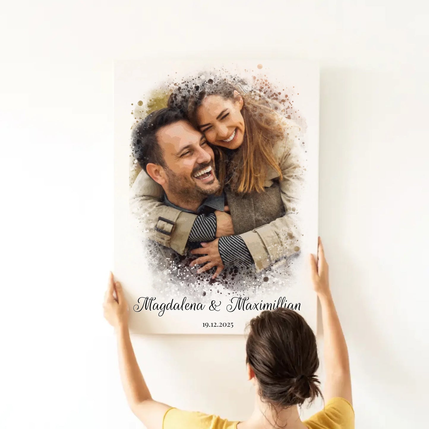 Wandbild - Together Vol. 2 mit Foto-Upload im Aquarell-Stil - personalisierbar